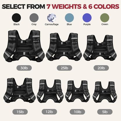 BAGAIL Weighted Vest, 5Lbs/8Lbs/10Lbs/12Lbs/15Lbs/20Lbs/25Lbs/30Lbs Weight Vest with Detachable Phone Pouch, Rucking Vest for Women, Men, Walking, Weight Loss, Training, Running Glute Workout Equipment Sweat Fitness Belt