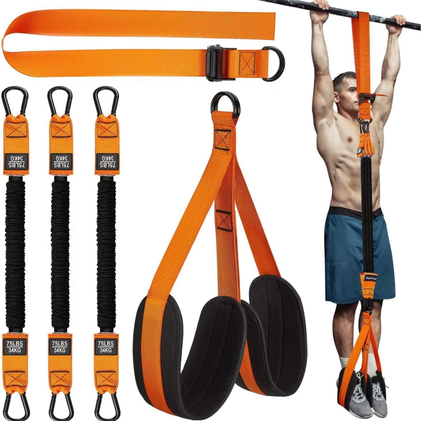 Pull-Up Power with Auxiliary Trainer Elastic Rope Pull Bar Fitness Home Men'S Pull-Up Pull-Up Auxiliary Pull Band Latex