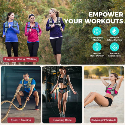 BAGAIL Weighted Vest, 5Lbs/8Lbs/10Lbs/12Lbs/15Lbs/20Lbs/25Lbs/30Lbs Weight Vest with Detachable Phone Pouch, Rucking Vest for Women, Men, Walking, Weight Loss, Training, Running Glute Workout Equipment Sweat Fitness Belt